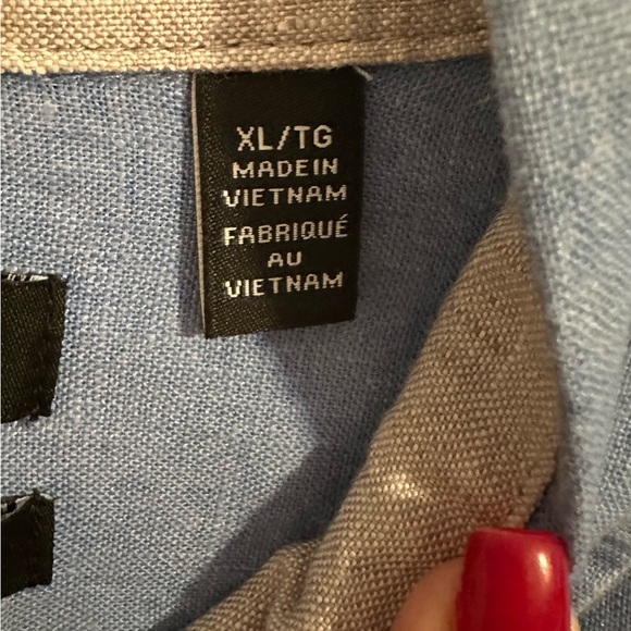NWT Saks Fifth Avenue Light Blue Linen Button Down Shirt Size XL - Picture 5 of 10